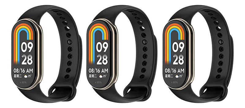 3x Pulseira Silicone Para Smartband Mi Band 9 Miband 9 Cor Preto/Preto/Preto Largura da pulseira 15 cm