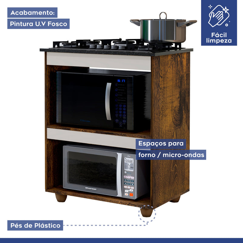 Kit Balcão Turim Com Fogão Cooktop 4 Bocas Itatiaia Preto