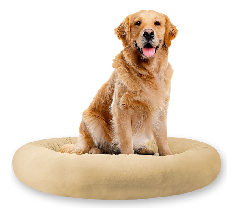Cama Pet Luxo Cães Gatos Confortável Redonda Impermeável G Cor Marrom Desenho Liso