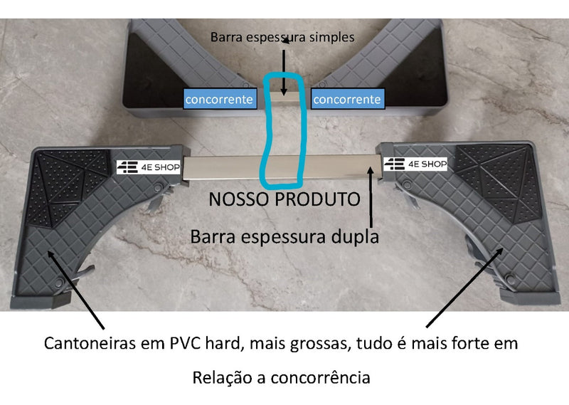 Suporte Geladeira Maquina De Lavar Lava E Seca 4 Pé 4 Roda