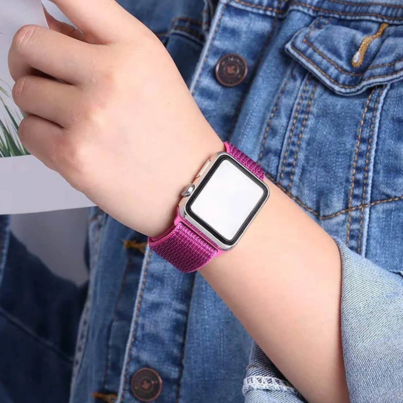 Baú do Viking pulseira Nylon Loop rosa areia compatível com Apple Watch 38/40/41/42mm