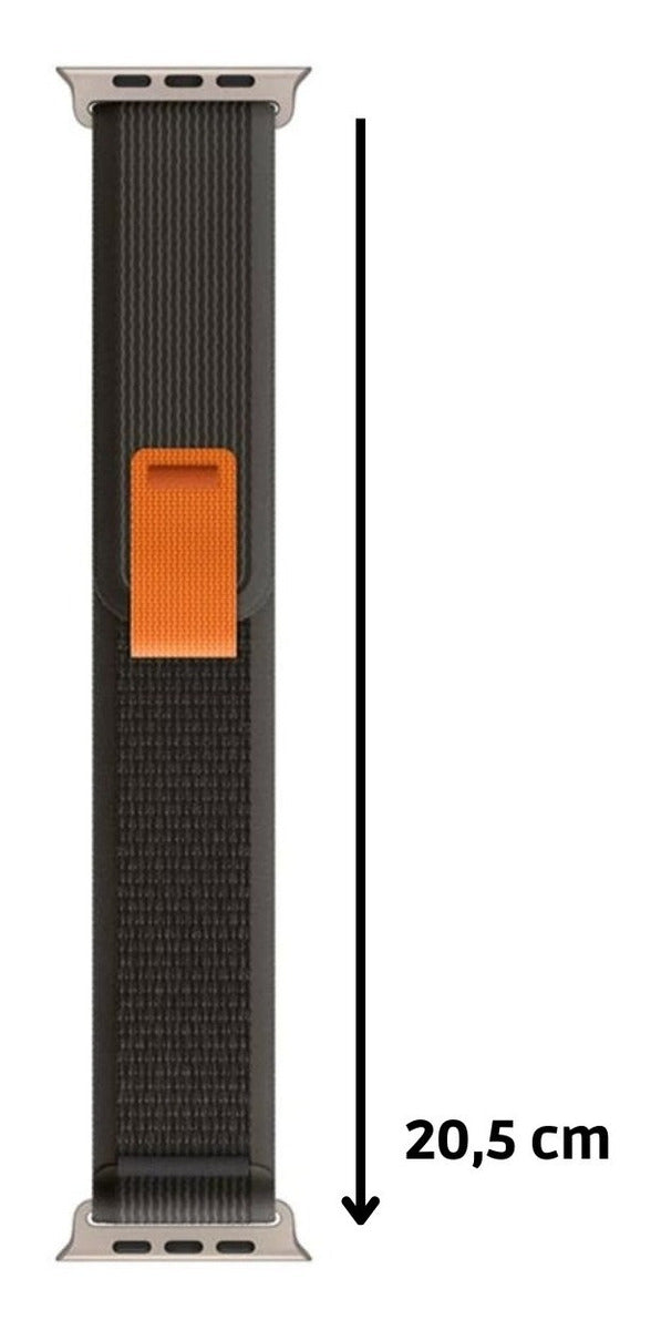 Pulseira Alpine para apple watch ultra 49mm/45mm/44mm/42mm de larguras feita em nylon/ elastano fivela (g-hook loop) cor preto comprimento total 21