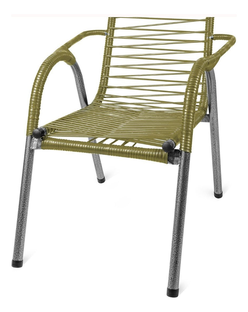 Kit 2 Cadeira De Descanso Enrolada Com Fio De Pvc Bem Forte Cor Azul Lisa
