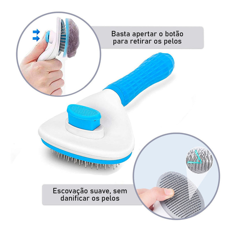 Escova Pelos Pet Automatica Rasqueadeira Magica Gato Cao New Cor Rosa