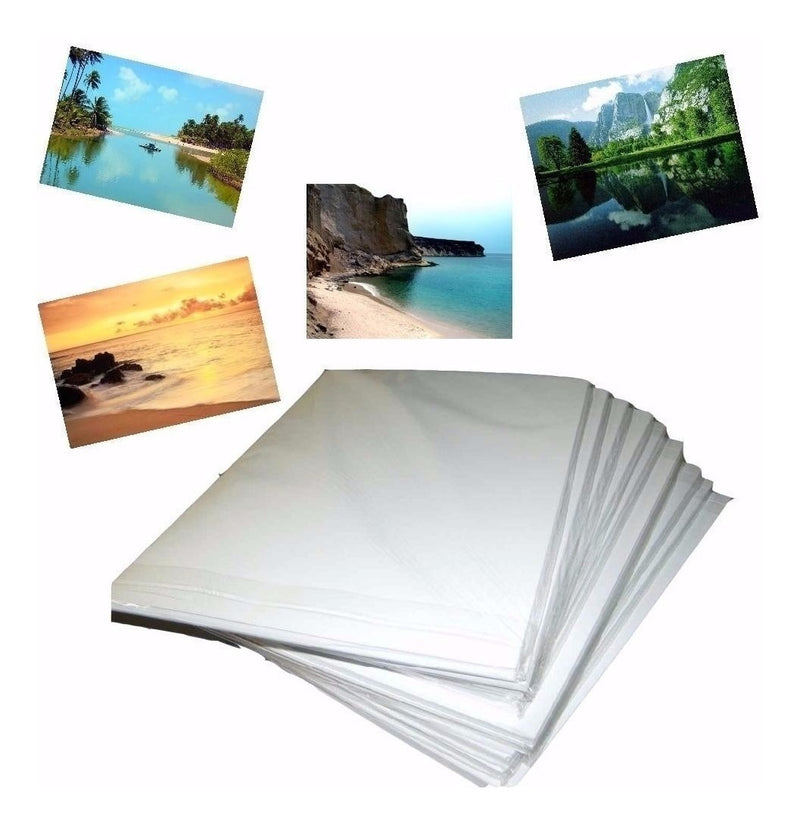 50 Folhas Papel Fotográfico Adesivo Glossy 130g A4 Cor Branco