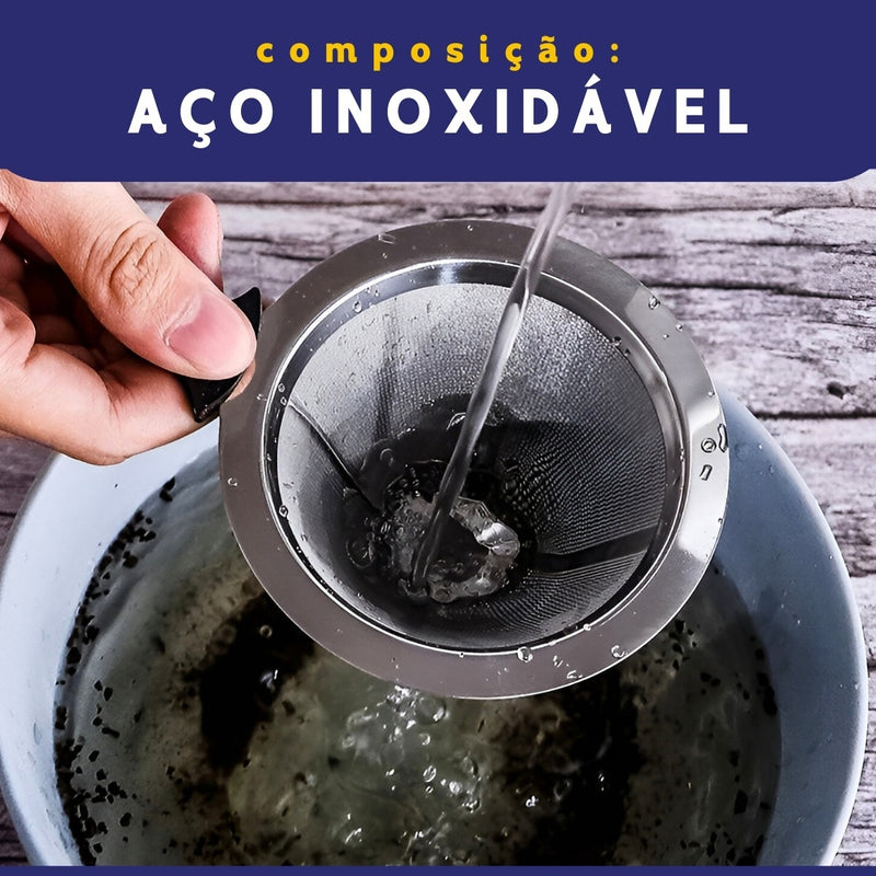 Coador Filtro de Café 103 Peneira Aço Inox Sem Uso de Papel