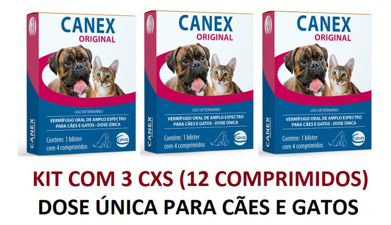 Remédio Para Verme Caes Gatos Vermífugo Pet Canex 3 Caixas