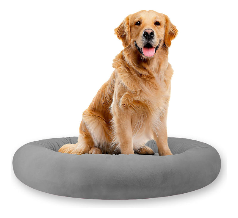 Cama Pet Luxo Cães Gatos Confortável Redonda Impermeável G Cor Marrom Desenho Liso