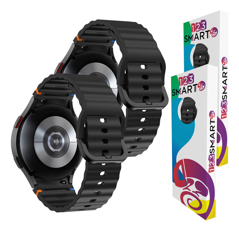 Pulseira De Silicone Ridge 3 Cores 123-alc-07 Marca 123smart Compavel Com Samsung Galaxy Watch 4 5 6 7 Fe 40mm 42mm 43mm 44mm 45mm 46mm 47mm Classic Pro - Cor Preto