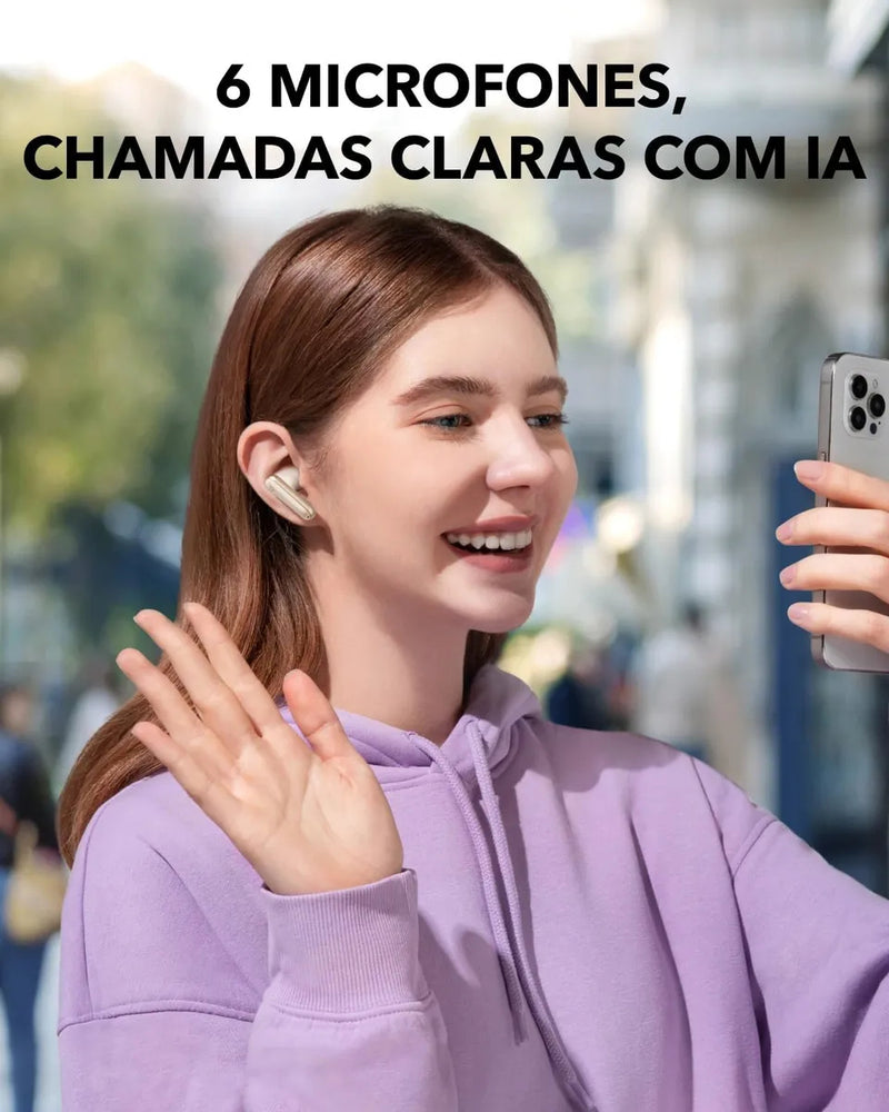 Fone De Ouvido In ear Soundcore by Anker P40i com Cancelamento Ativo de Ruído Automático Graves Poderosos 60H de Reprodução Estojo 2 em 1 Suporte IPX5 Carregamento Sem Fio Bluetooth 5.3 Cor Preto