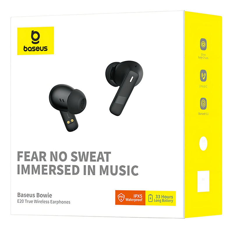 Fone De Ouvido Baseus Sem Fio Bowie E20 Bluetooth 5.3 Cor Preto