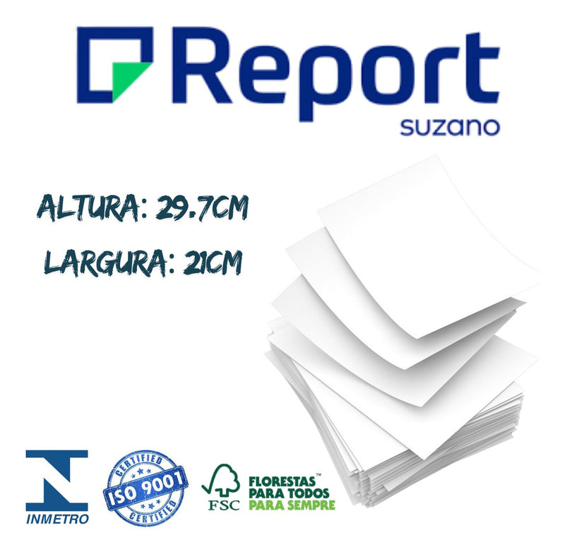 Report A4 Multifunção De 500 Folhas De 75g Branco De 5 Unidades Por Kit