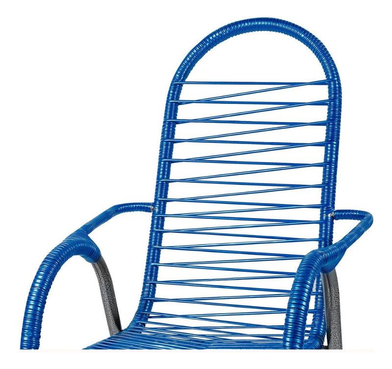 Kit 2 Cadeira De Descanso Enrolada Com Fio De Pvc Bem Forte Cor Azul Lisa