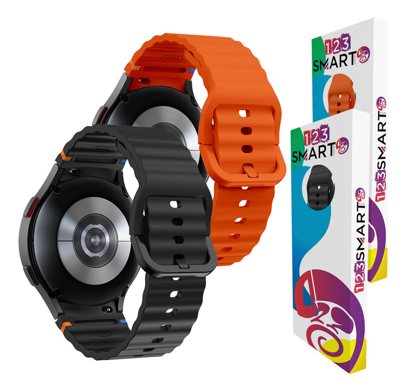 Pulseira De Silicone Ridge 3 Cores 123-alc-07 Marca 123smart Compavel Com Samsung Galaxy Watch 4 5 6 7 Fe 40mm 42mm 43mm 44mm 45mm 46mm 47mm Classic Pro - Cor Preto