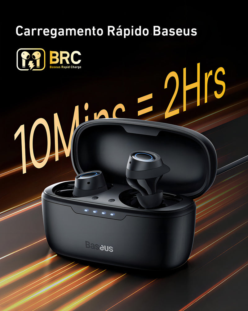 Fone Sem Fio Baseus Tws Bowie Ma10 Com Cancelamento De Ruído e Ipx6 Cor Preto