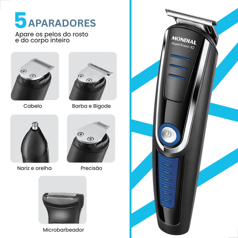 Barbeador Elétrico Maquina Barbear Aparelho Barba 3em1 Cor Preto/azul