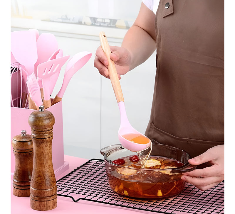 Kit Conjunto 19 Pçs De Utensílios Facas Silicone E Plástico