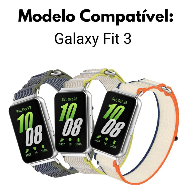 Pulseira Fecho Silicone Para Samsung Galaxy Fit 3 Sm-r390 Cor Nude Largura Da Pulseira 20 Mm