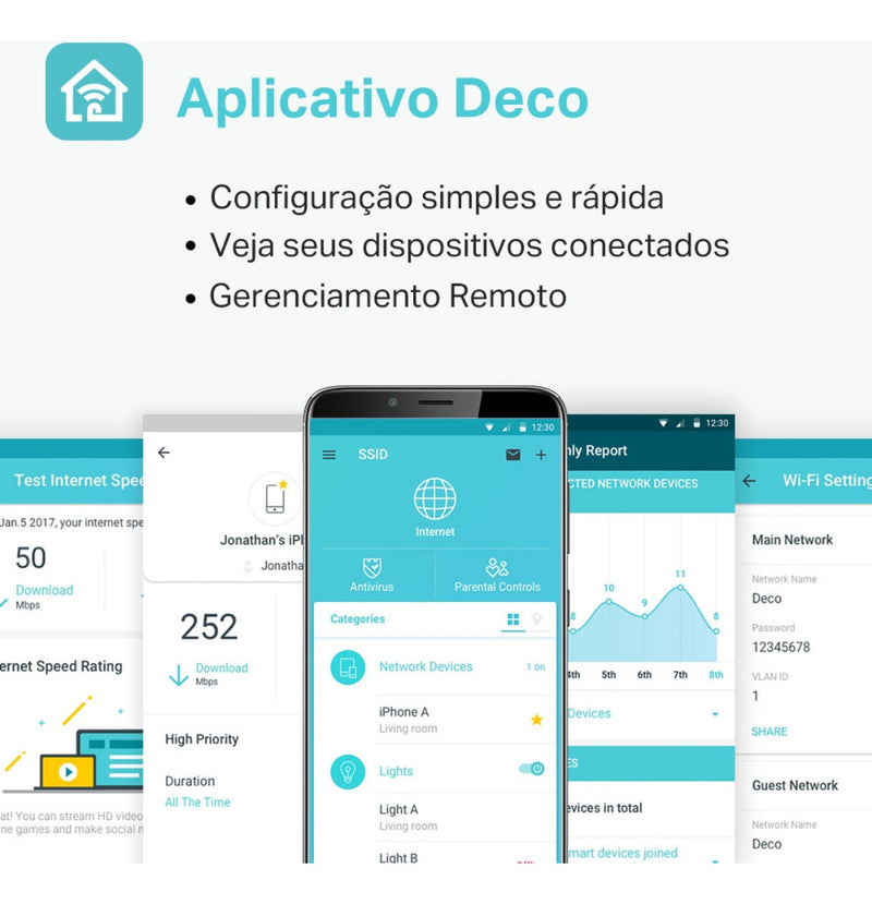 Kit 2 Roteador Tp-link Deco M4 Mesh Gigabit Dual-band Ac1200 Cor Branco