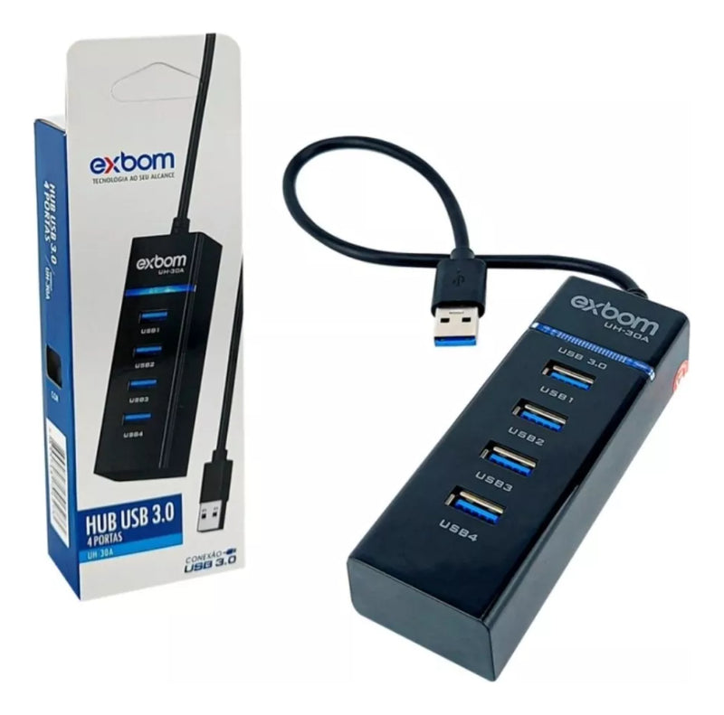 Exbom UH-30A hub USB 3.0 extensor preto