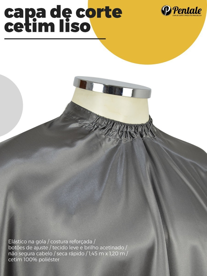 Capa De Corte Cabeleireiro Barbearia Cetim Preto Pentale