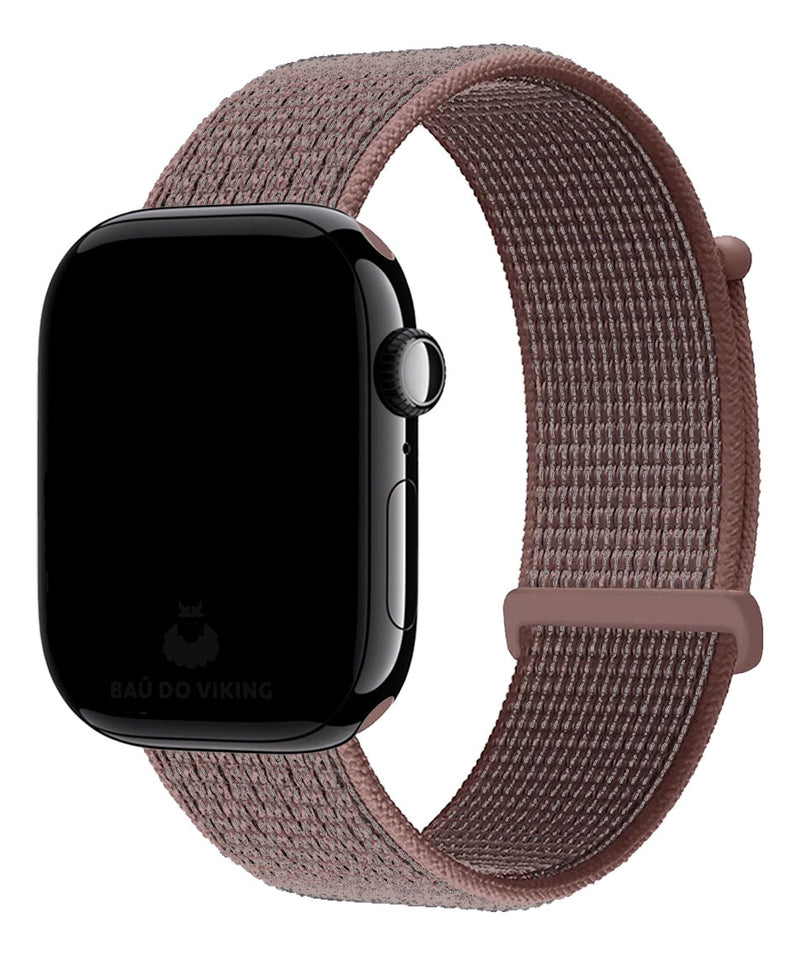 Baú do Viking pulseira Nylon Loop rosa areia compatível com Apple Watch 38/40/41/42mm