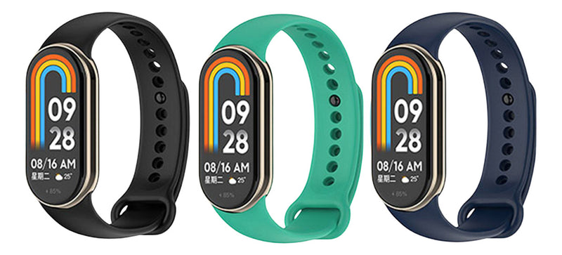 3x Pulseira Silicone Para Smartband Mi Band 9 Miband 9 Cor Preto/Preto/Preto Largura da pulseira 15 cm