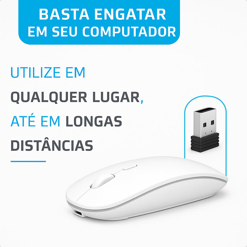 Mouse Sem Fio Recarregável Wireless Optico Led Rgb Ergonômico Sem Fio Para Pc Desktop Notebook Tablet Smartphone Davely Cinza
