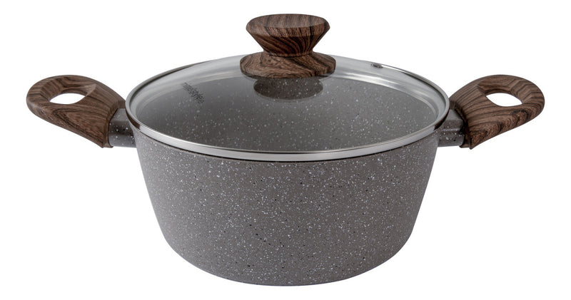 Jogo de panelas de cozinha Mimo Style Cook Fundo de Tripla Indução com 10 peças de alumínio marmol vanila