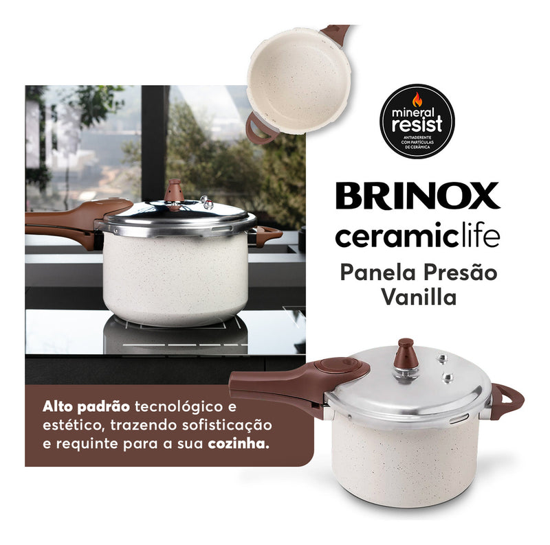 Panela Pressão Brinox Cerâmico Indução Vanilla 4.2l Vanilla