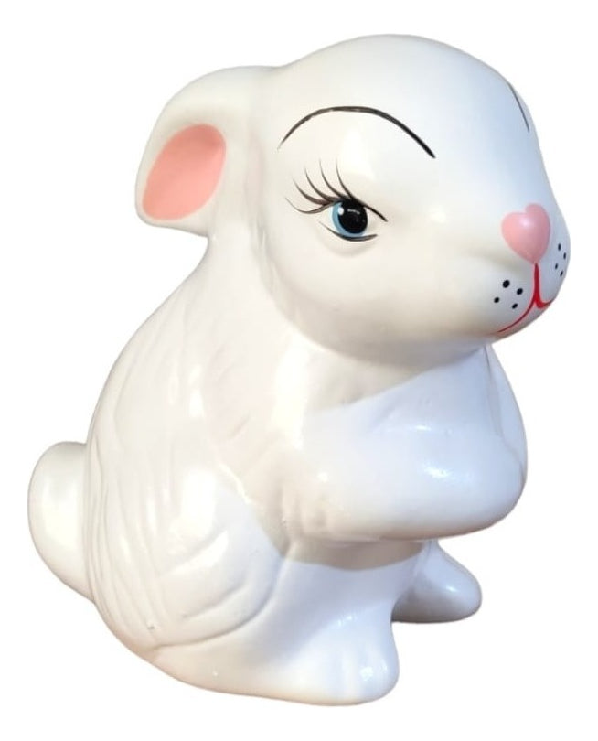 Casal De Coelho Enfeite E Decoração De Jardim Ceramica Cor Branco