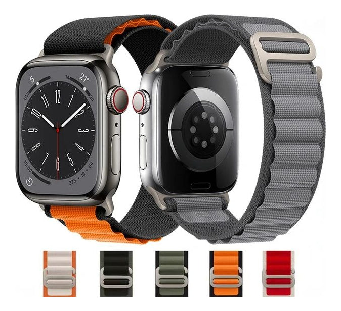 Pulseira Alpine para apple watch ultra 49mm/45mm/44mm/42mm de larguras feita em nylon/ elastano fivela (g-hook loop) cor preto comprimento total 21
