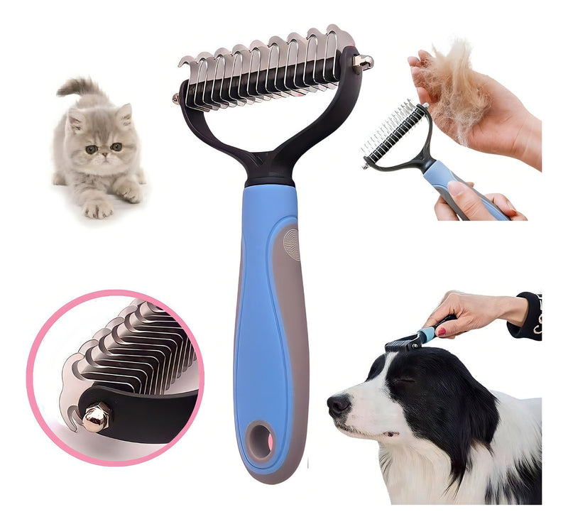 Rasqueadeira Removedor Tira Pelos Mortos Pets Gatos Grande Cor Azul E Preto - G