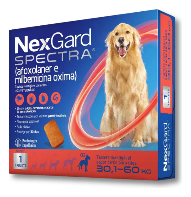Comprimido antiparasitário para pulga carrapato vermes sarnas Merial NexGard Spectra TABLETE para cão de 15.1kg a 30kg