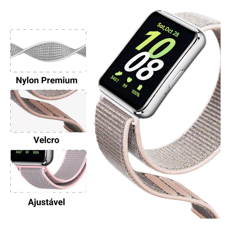Pulseira Fecho Silicone Para Samsung Galaxy Fit 3 Sm-r390 Cor Nude Largura Da Pulseira 20 Mm