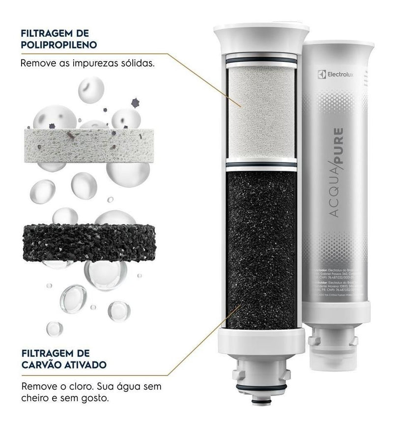 Purificador de Água Gelada Fria e Natural Eletronico Placa Compacto Electrolux PE12B com Filtro Carvão 6 meses ou 3000L Painel Touch Branco
