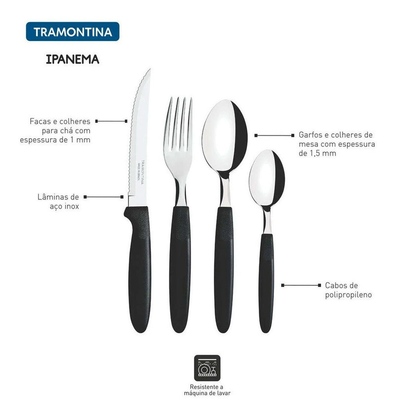 Faqueiro Tramontina Ipanema Inox 24 Pçs Serve Até 6 Pessoas Cor Branco