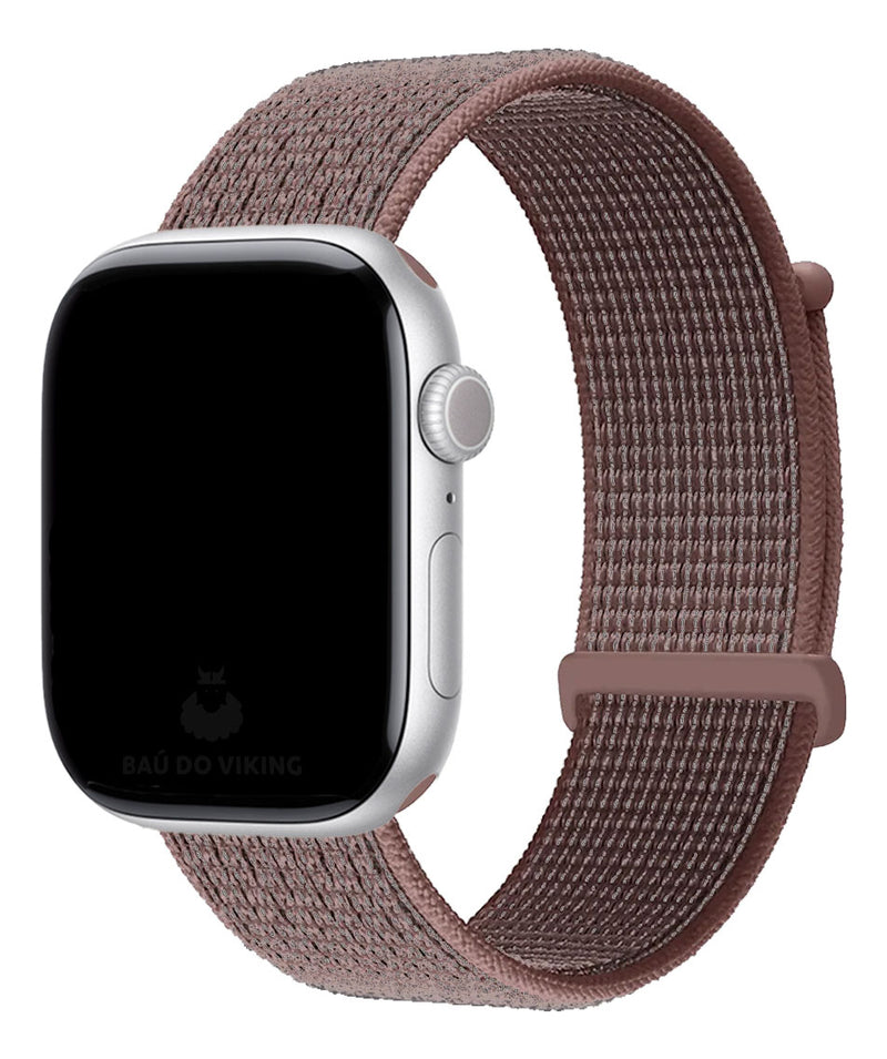 Baú do Viking pulseira Nylon Loop rosa areia compatível com Apple Watch 38/40/41/42mm