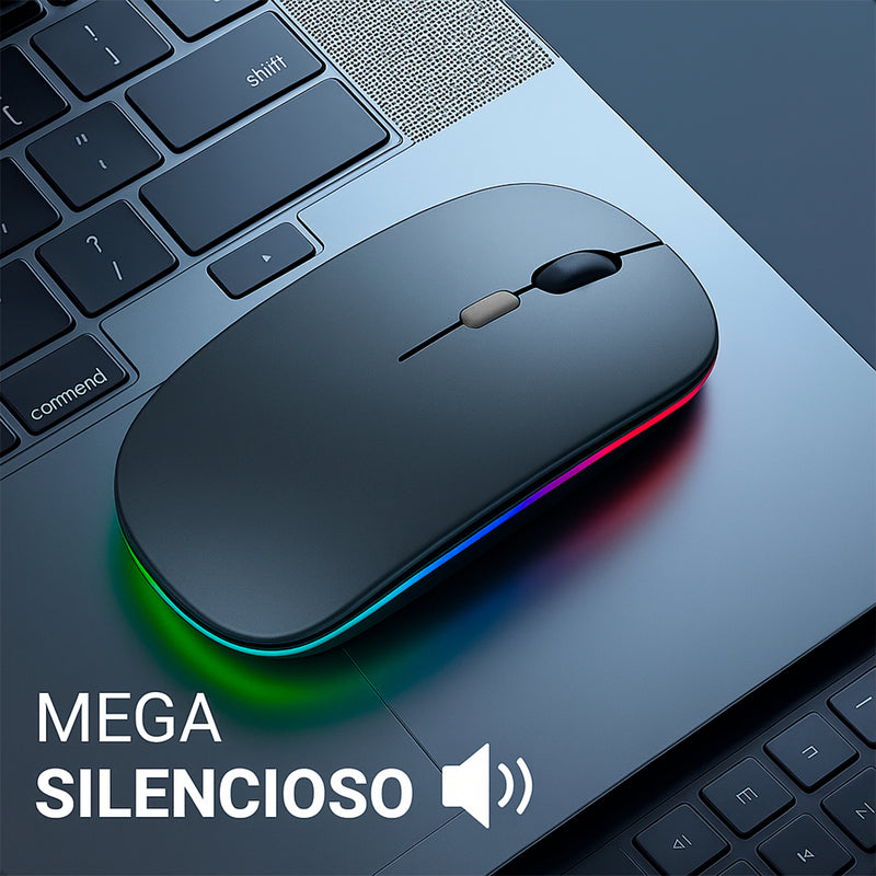Mouse Sem Fio Recarregável Wireless Optico Led Rgb Ergonômico Sem Fio Para Pc Desktop Notebook Tablet Smartphone Davely Cinza