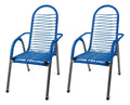 Kit 2 Cadeira De Descanso Enrolada Com Fio De Pvc Bem Forte Cor Azul Lisa
