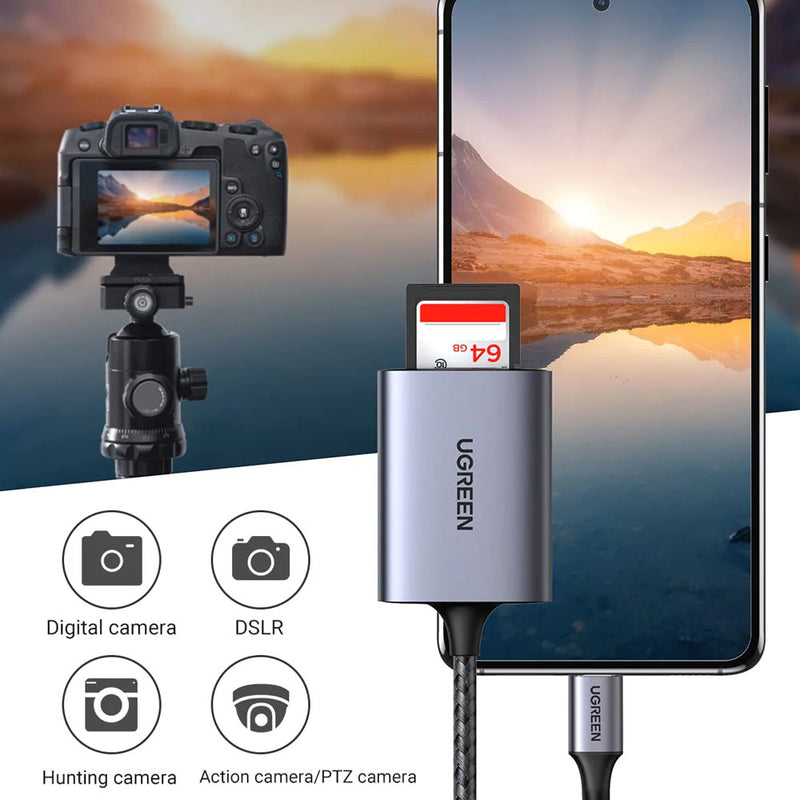 Leitor De Cartão de Memória Ugreen Usb-c Para Sd + Tf