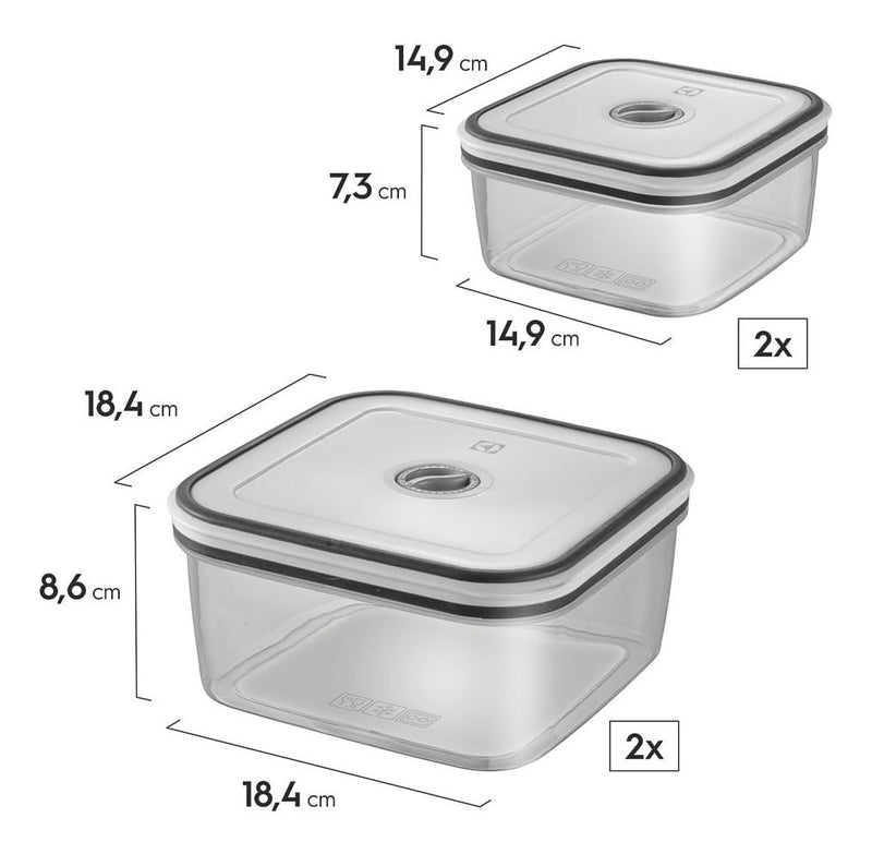 Kit Potes Herméticos Plásticos Cinza 12 Unidades Electrolux
