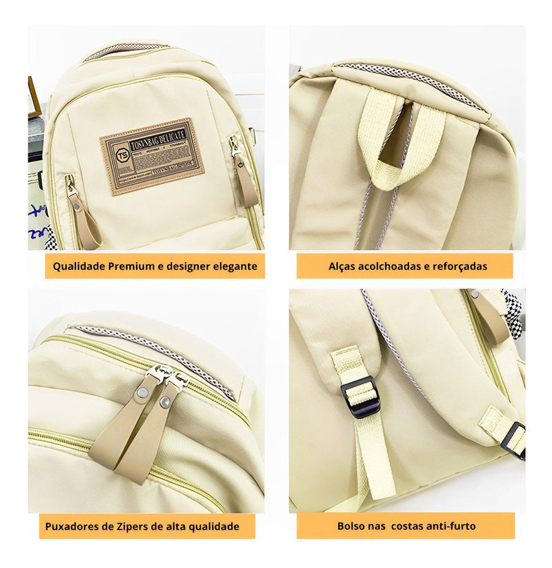 Bolsa Viagem Reforçada Meimi Amores Notebook 15.6 Costa Cor Branco