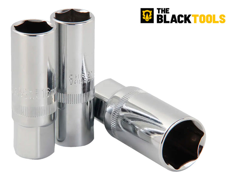 Jogo De Soquetes Longos Sextavado 1/2 Pol Aço Crv 10 A 22mm Tks100 The Black Tools