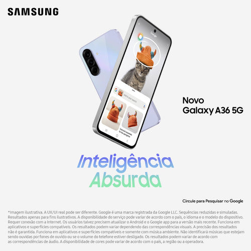 Smartphone Samsung Galaxy A36 5G 128GB, 6GB RAM, Recursos AI