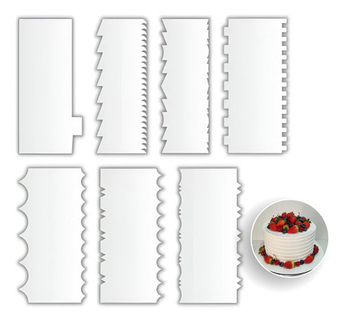 7 Espatulas Decorativas Bolo Em Acrilico 15cm + Ebook Brinde