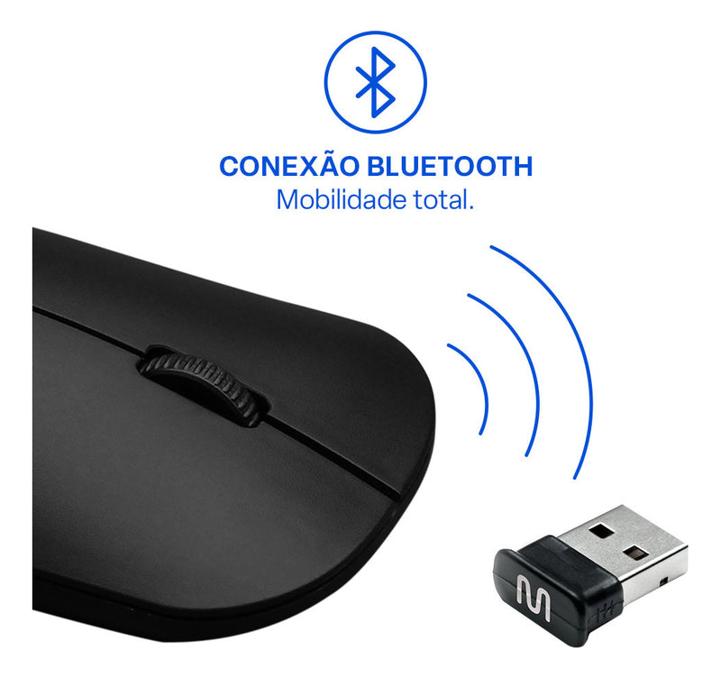Mouse Slim Sem Fio Wireless Multilaser 1200dpi Mo307 Cor Preto