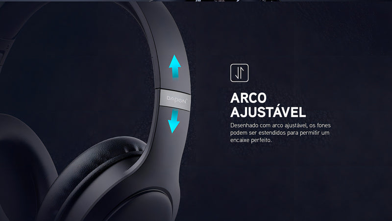 Fone De Ouvido Headphone Dapon H02d Bluetooth 5.1 Microfone Cor Bege