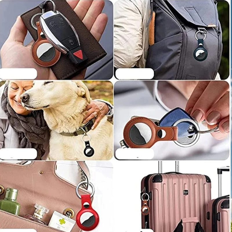 Capa Case De Couro Para Airtag Com Chaveiro Premium