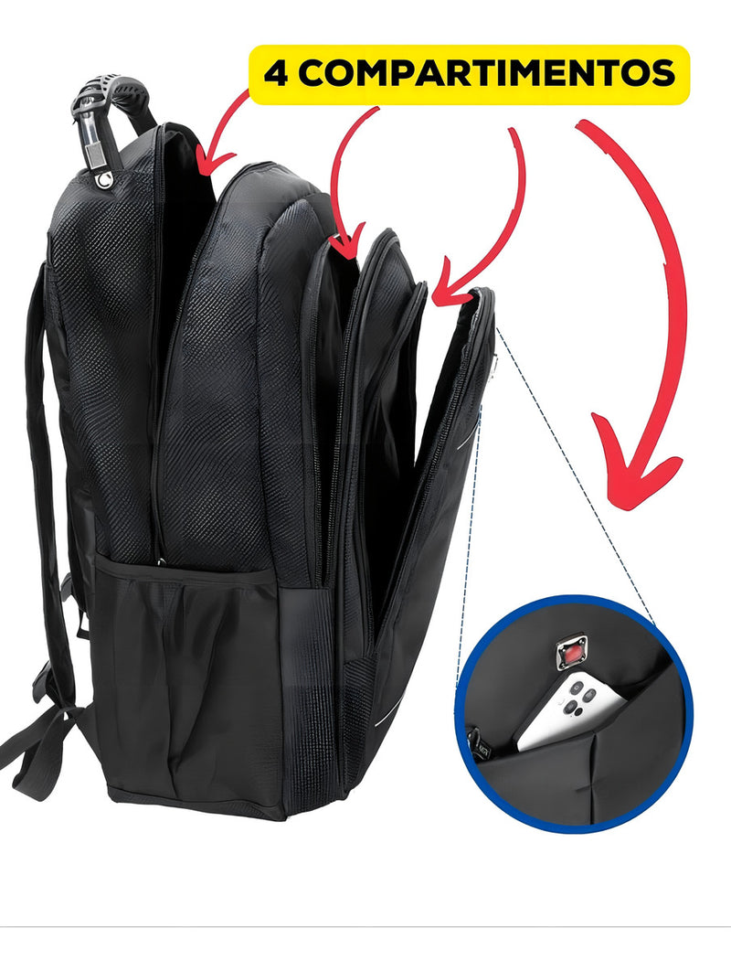 Mochila Bolsa Notebook C/ Cabo De Aço Reforçada Deabolar Ótima Cor Preto
